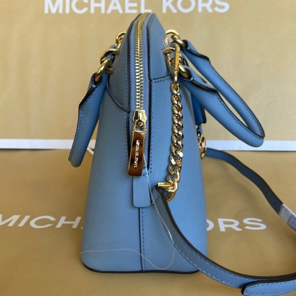 Michael Kors Jet Set Travel Medium Dome Satchel Crossbody Leather Chambray - Picture 9 of 16